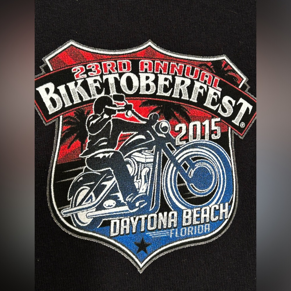 MENS LARGE 2015 23RD ANNUAL BIKETOBERFEST DAYTONA BCH BLACK SHORT SLEEVE T-SHIRT